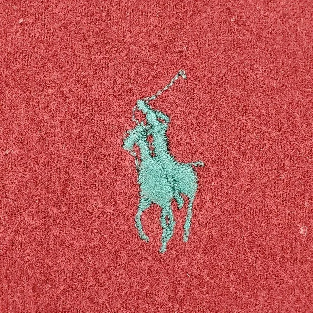 Ralph Lauren Button-Down Maroon Shirt Adult Large Green Pony Casual Mens - Picture 4 of 12